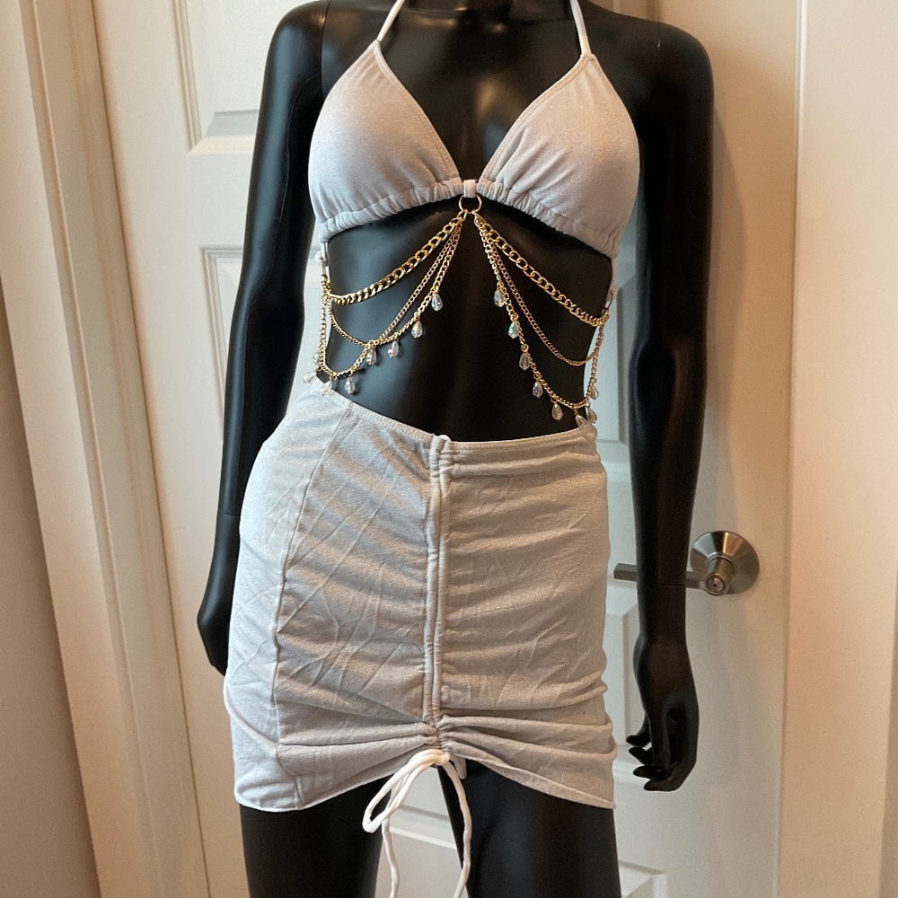 3 pc Silver Bikini with A Lot of Charms!